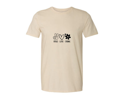 brand:Generic|color:Light Cream / Natural|Peace Love Spring 4 Graphic T-Shirt
