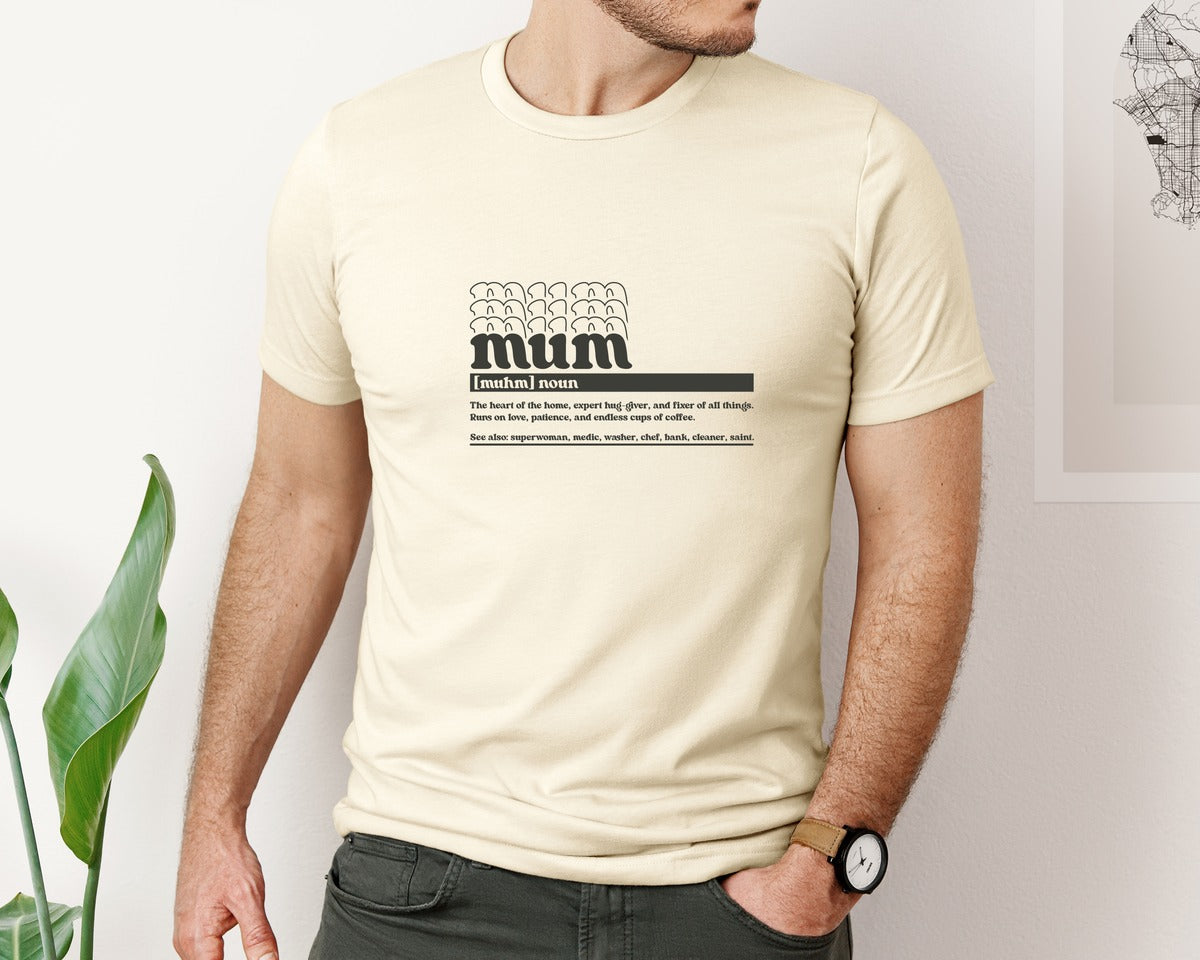 brand:Bella Canvas|color:Light Cream / Natural|Mother Mum Funny Definition Graphic T-Shirt