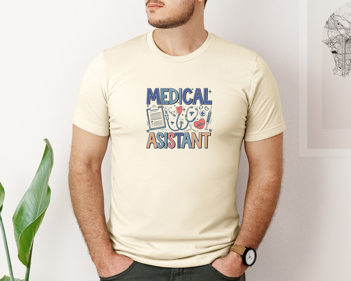 brand:Bella Canvas|color:Light Cream / Natural|Medical Assistant 7 Graphic T-Shirt