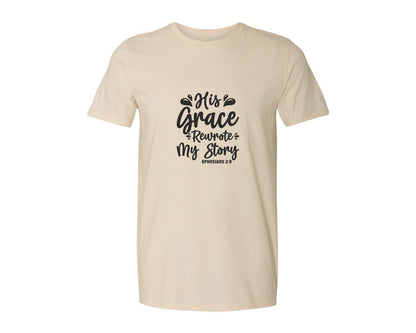 brand:Generic|color:Light Cream / Natural|His Grace Rewrites My Story Graphic T-Shirt