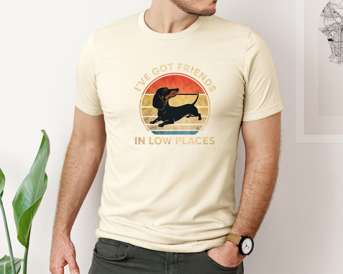 brand:Bella Canvas|color:Light Cream / Natural|Dachshund Ive Got Friends In Low Places 2 Graphic T-Shirt