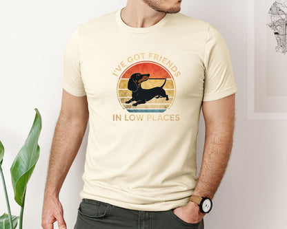 brand:Bella Canvas|color:Light Cream / Natural|Dachshund Ive Got Friends In Low Places 2 Graphic T-Shirt