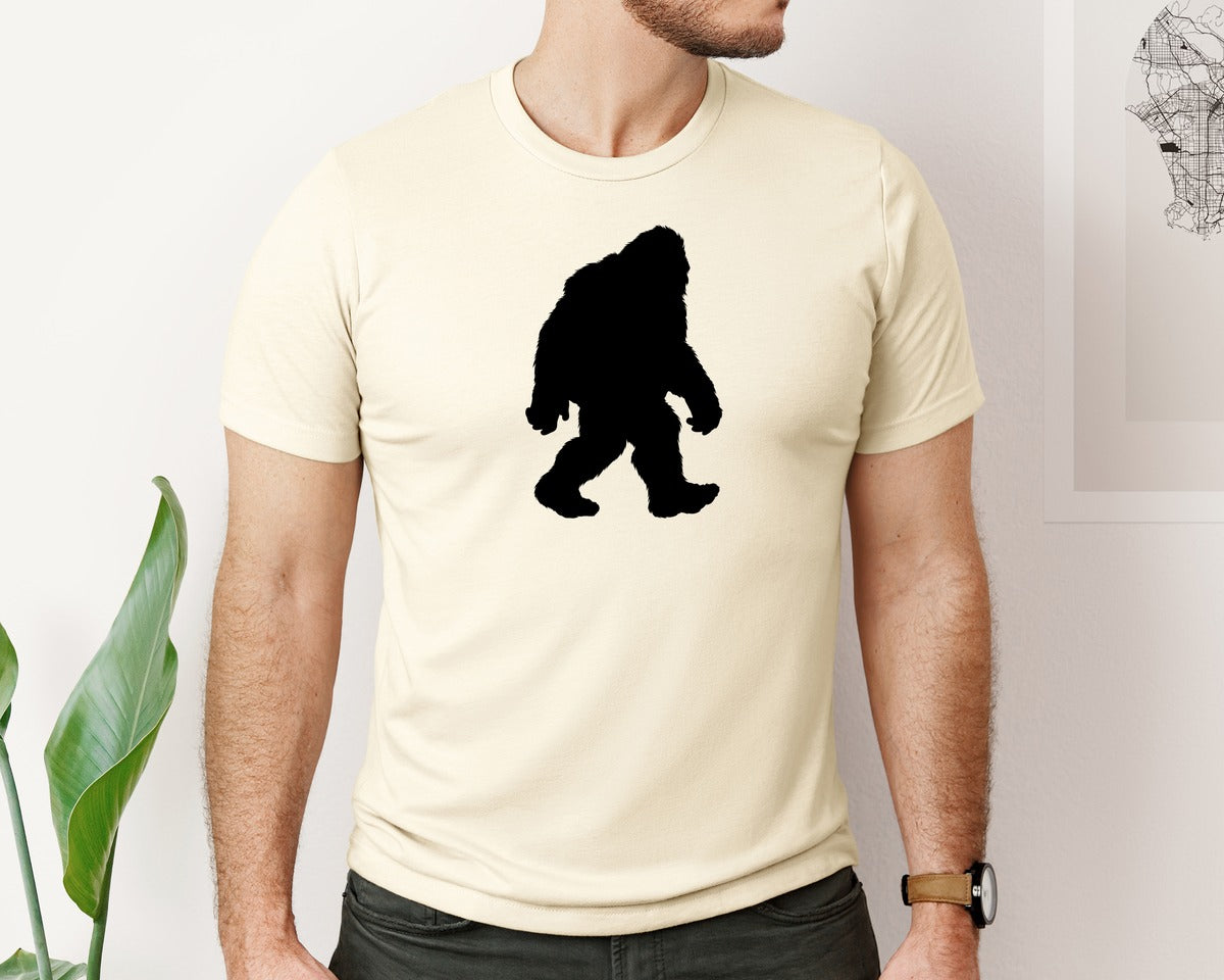 brand:Bella Canvas|color:Light Cream / Natural|Bigfoot Sasquatch Figure Design Graphic T-Shirt