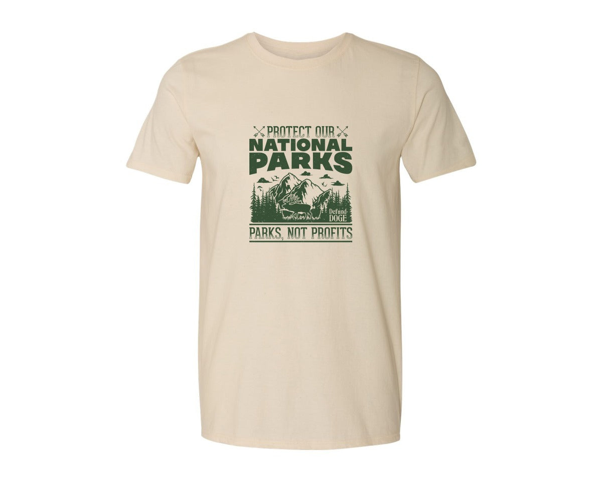 brand:Generic|color:Light Cream / Natural|Protect Our National Parks Defund Doge 2 Graphic T-Shirt