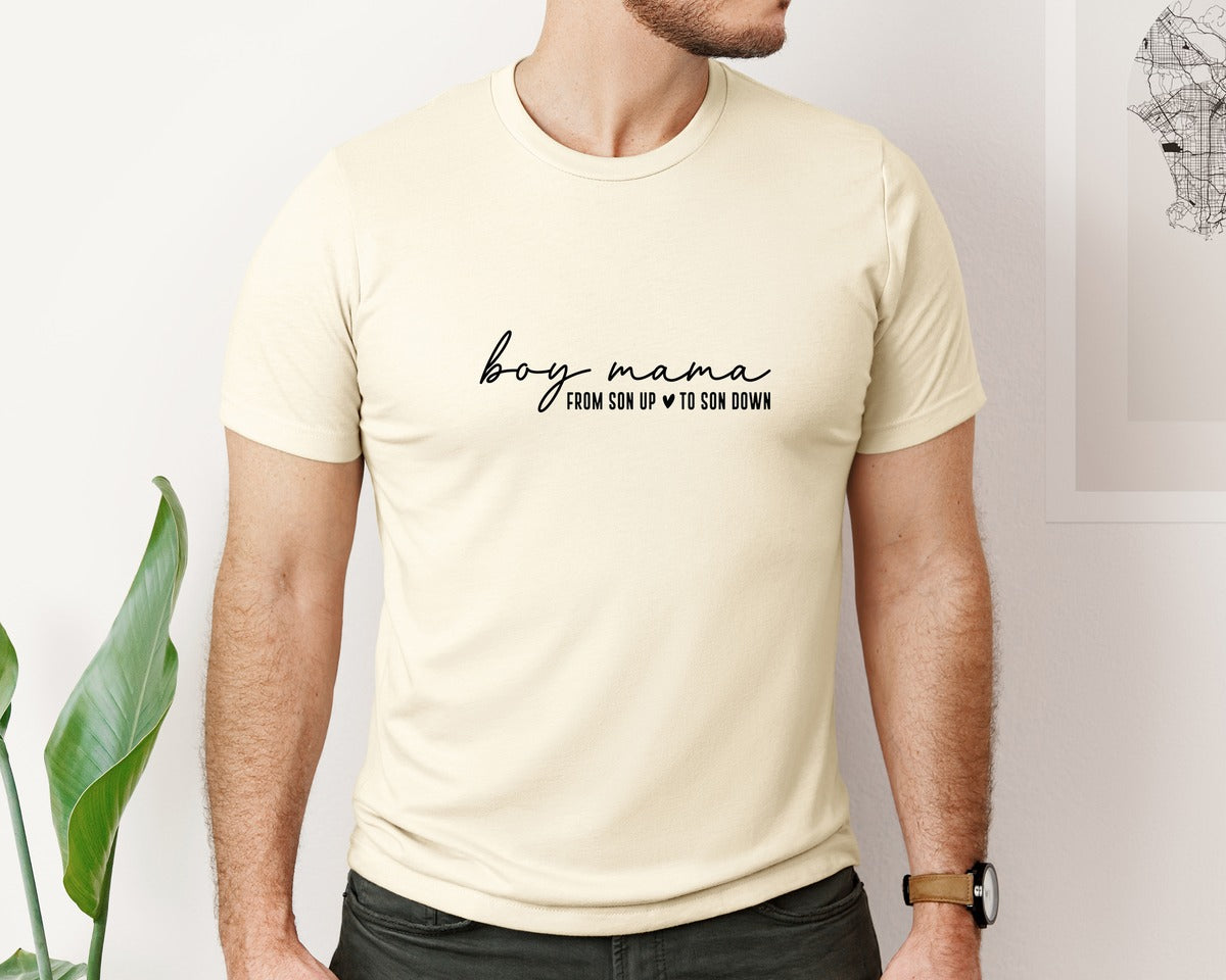 brand:Bella Canvas|color:Light Cream / Natural|Boy Mama From Son Up To Son Down 3 Graphic T-Shirt