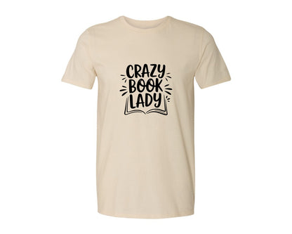 brand:Generic|color:Light Cream / Natural|Crazy Book Lady T Shirt Design 4 Graphic T-Shirt