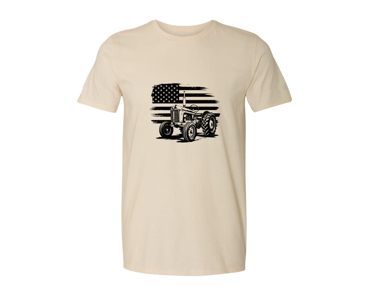 brand:Generic|color:Light Cream / Natural|Tractor Flag Vector T Shirt Design Graphic T-Shirt