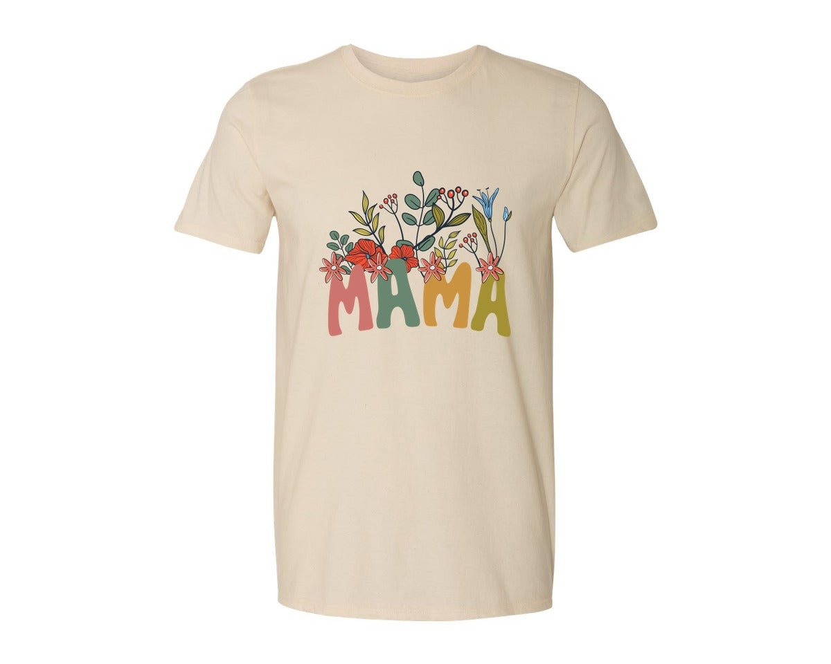 brand:Generic|color:Light Cream / Natural|Mama Shirt Wildflowers Mama Shirt Graphic T-Shirt