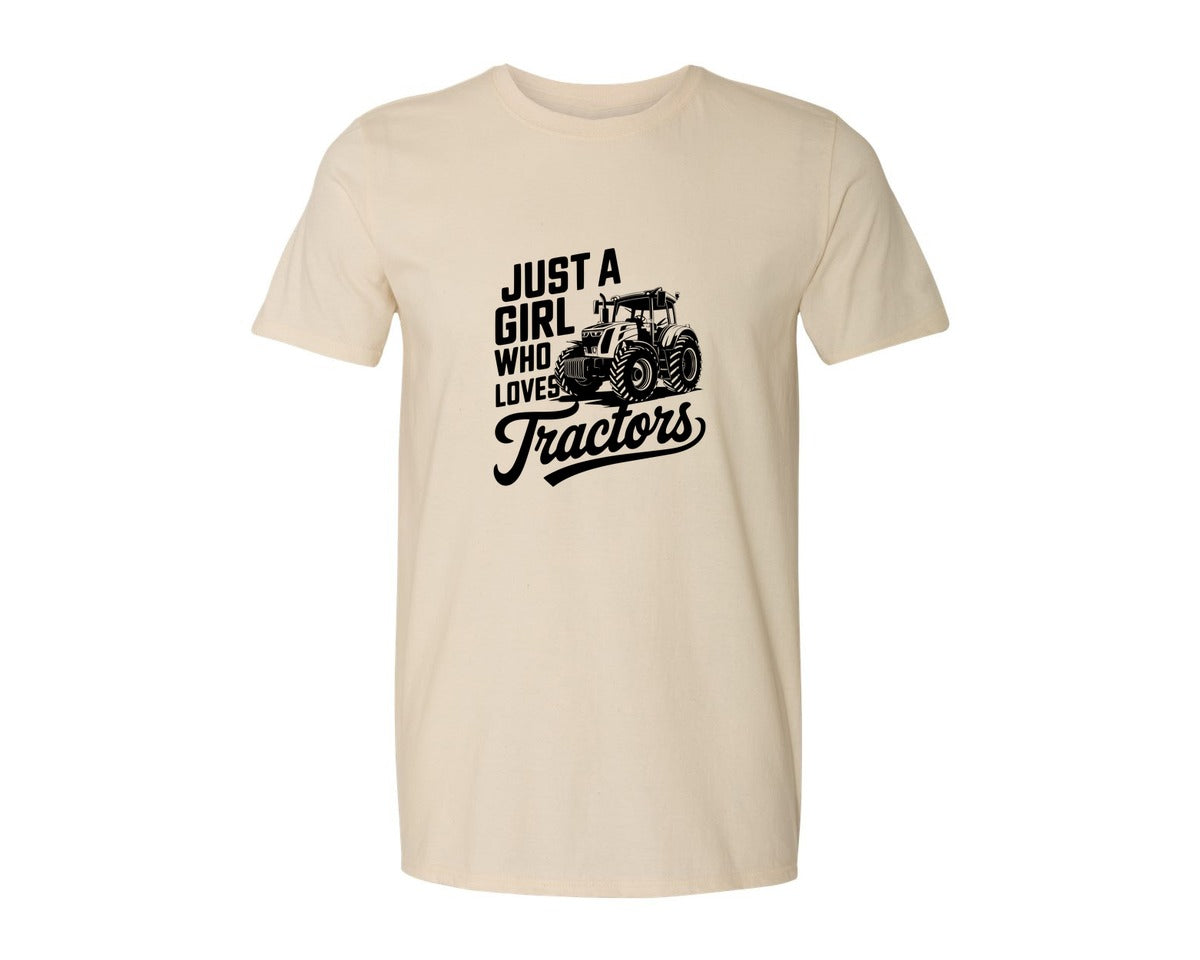 brand:Generic|color:Light Cream / Natural|Just A Girl Who Loves Tractors T Shi Graphic T-Shirt