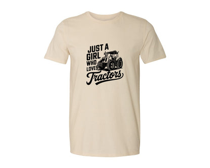 brand:Generic|color:Light Cream / Natural|Just A Girl Who Loves Tractors T Shi Graphic T-Shirt