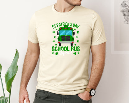 brand:Bella Canvas|color:Light Cream / Natural|St Patricks Day School Bus Squad School 2 Graphic T-Shirt