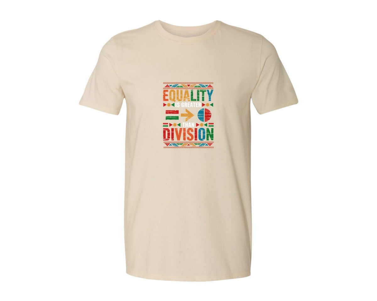 brand:Generic|color:Light Cream / Natural|Equality Is Greater Than Division 6 Graphic T-Shirt