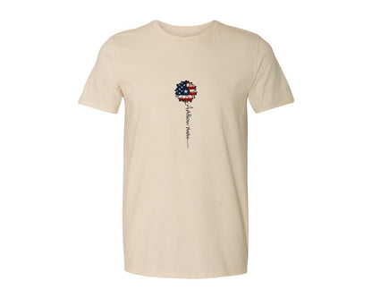 brand:Generic|color:Light Cream / Natural|American Mama Sunflower 4Th Of July Graphic T-Shirt