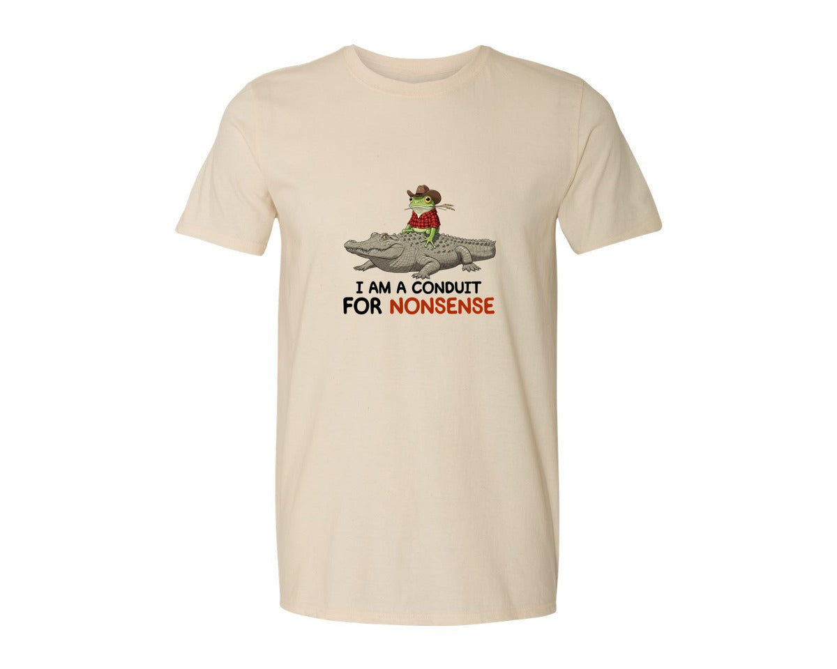 brand:Generic|color:Light Cream / Natural|I Am A Conduit For Nonsense Frog And All Graphic T-Shirt