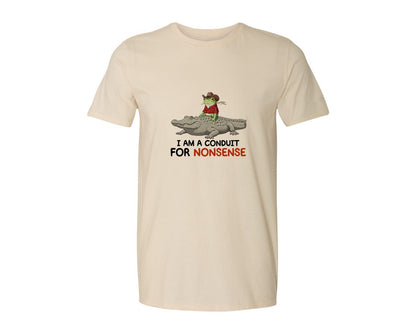 brand:Generic|color:Light Cream / Natural|I Am A Conduit For Nonsense Frog And All Graphic T-Shirt