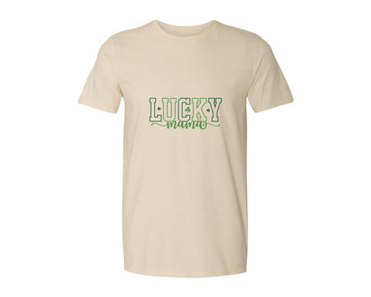 brand:Generic|color:Light Cream / Natural|Shamrock Lucky Mama St Patricks Day Graphic T-Shirt