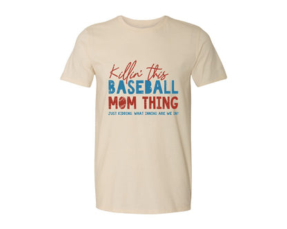 brand:Generic|color:Light Cream / Natural|Funny Baseball Mom Thing Graphic T-Shirt