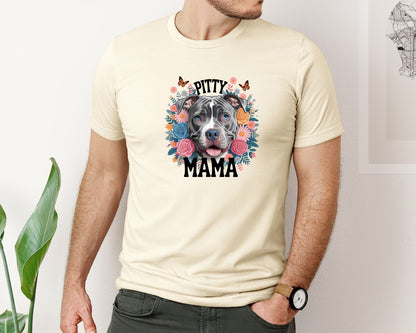 brand:Bella Canvas|color:Light Cream / Natural|Pitty Mama Cute Pitbull Dog Graphic T-Shirt