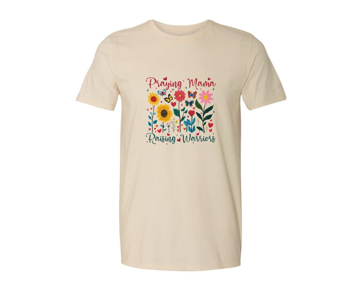 brand:Generic|color:Light Cream / Natural|Praying Mama Raising Warriors Boho Graphic T-Shirt