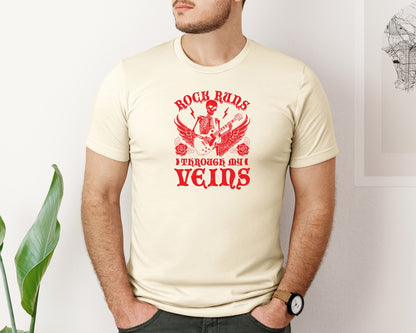 brand:Bella Canvas|color:Light Cream / Natural|Rock Runs Through My Veins Design Graphic T-Shirt