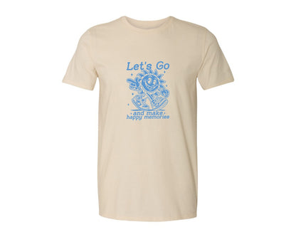 brand:Generic|color:Light Cream / Natural|Lets Go And Make Happy Memories Graphic T-Shirt