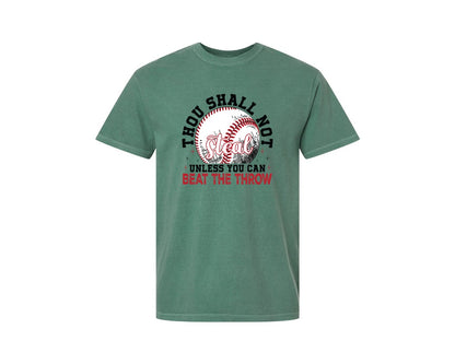 brand:Comfort Colors|color:Light Green|Funny Baseball Thou Shall Not Steal Graphic T-Shirt