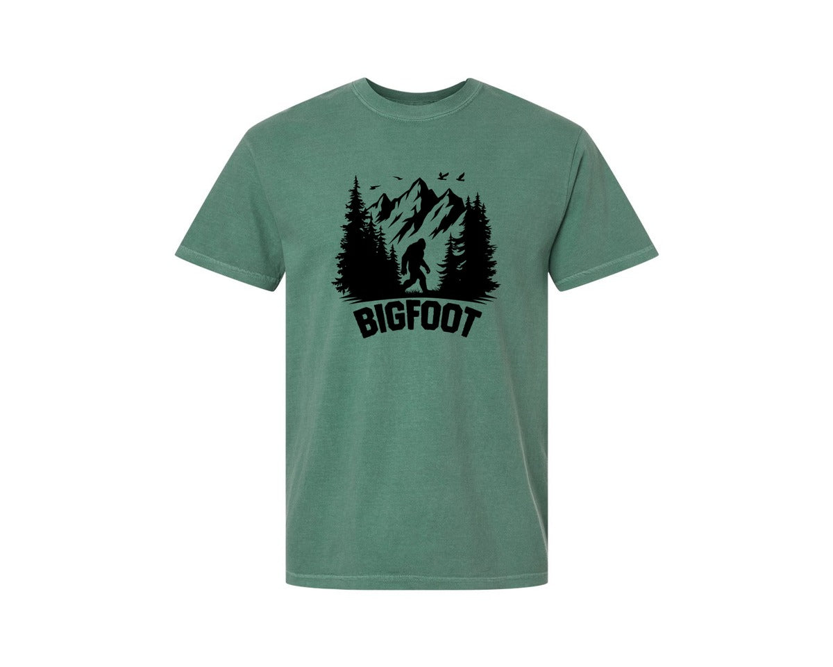 brand:Comfort Colors|color:Light Green|Retro Bigfoot Silhouette Pixel Art Graphic T-Shirt