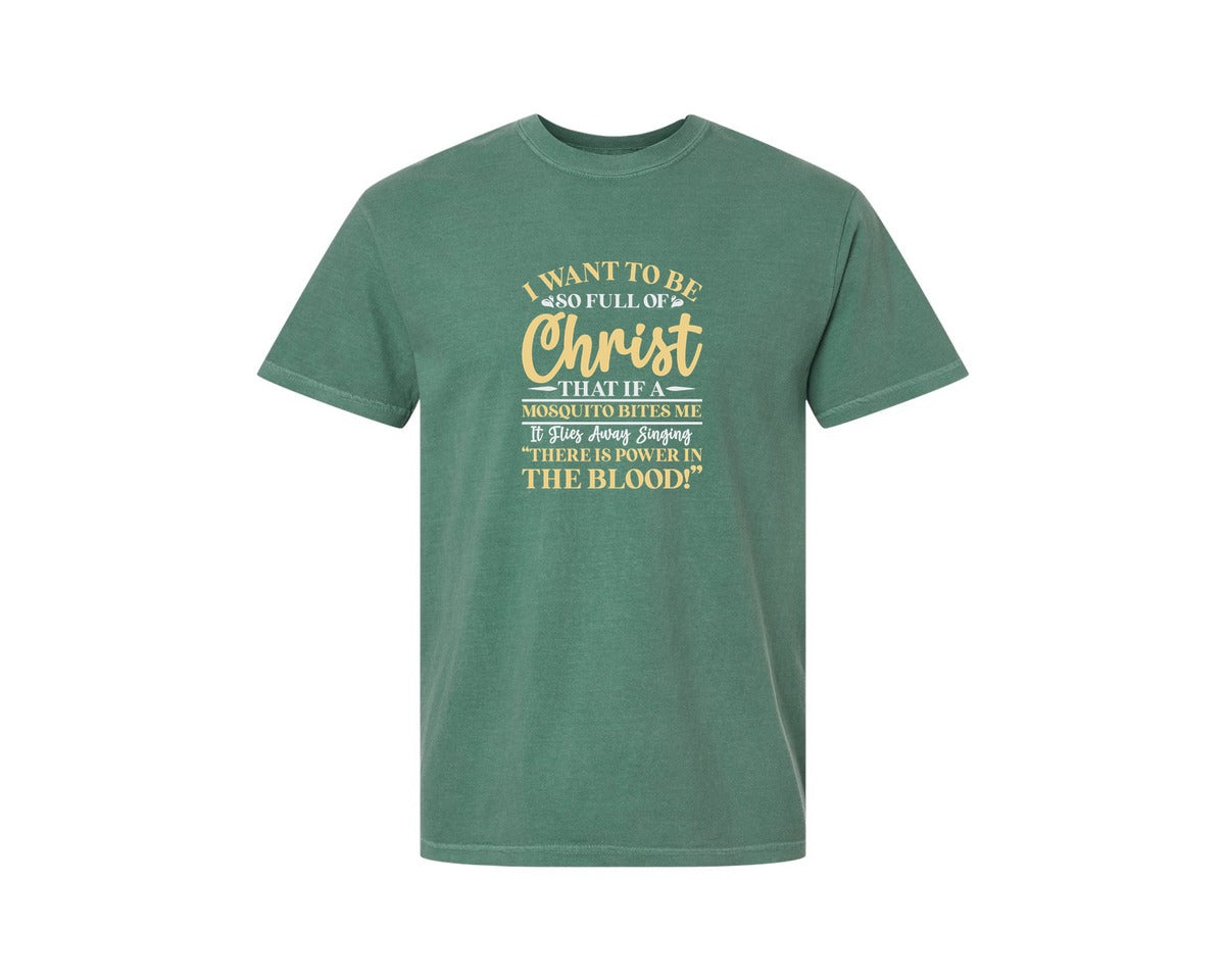 brand:Comfort Colors|color:Light Green|Full Of Christ Mosquito Clip Art Graphic T-Shirt