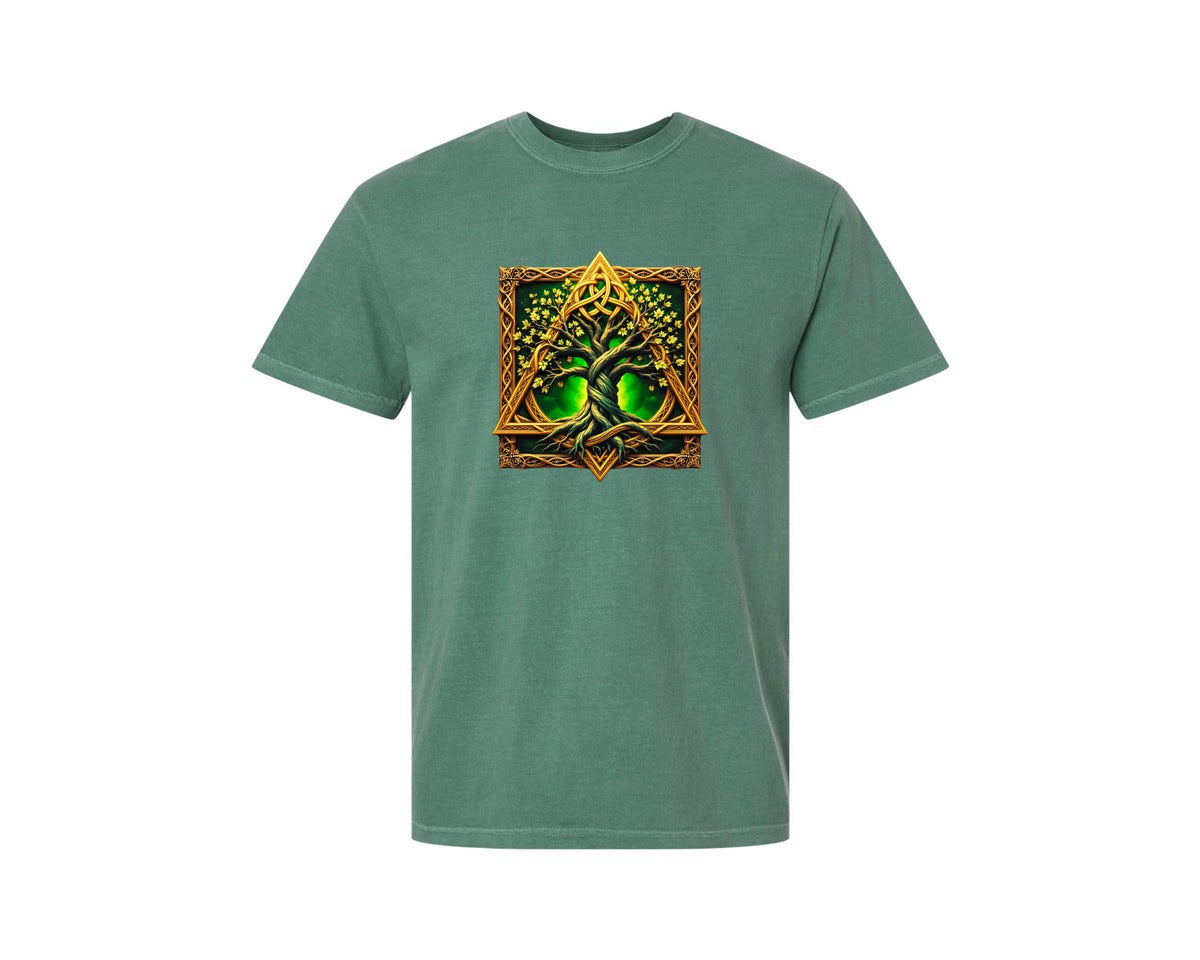 brand:Comfort Colors|color:Light Green|Celtic Tree Of Life Mystical Tree Graphic T-Shirt