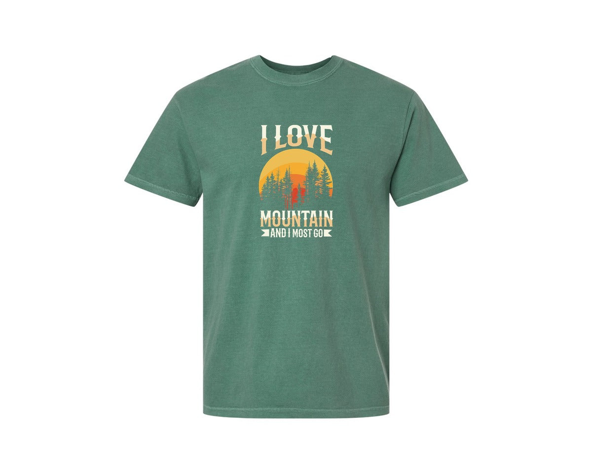brand:Comfort Colors|color:Light Green|Wild Life Experience Mountain Hiking Tee 3 Graphic T-Shirt