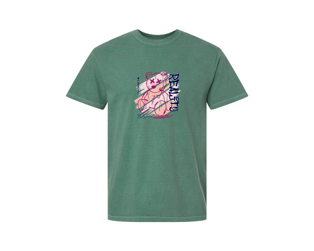 brand:Comfort Colors|color:Light Green|Reality Graffiti Bear Doll Streetwear Graphic T-Shirt