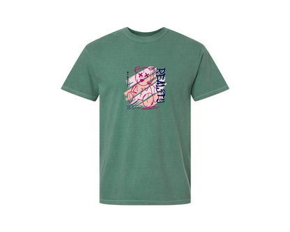 brand:Comfort Colors|color:Light Green|Reality Graffiti Bear Doll Streetwear Graphic T-Shirt