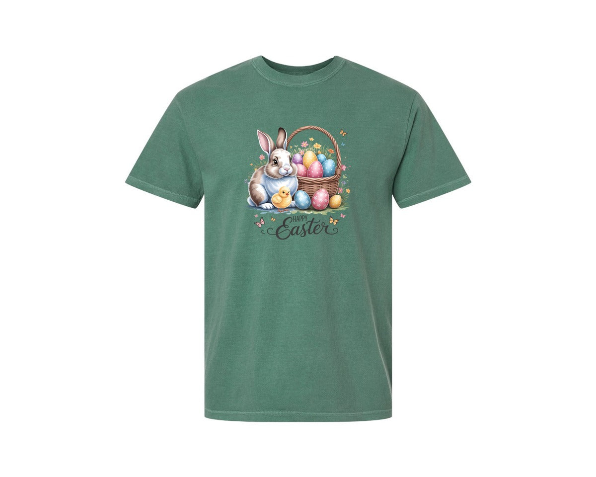 brand:Comfort Colors|color:Light Green|Happy Easter Bunny Eggs 5 Graphic T-Shirt