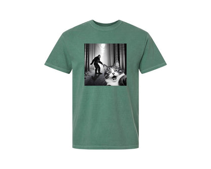 brand:Comfort Colors|color:Light Green|Cat Selfie With Sasquatch Graphic T-Shirt