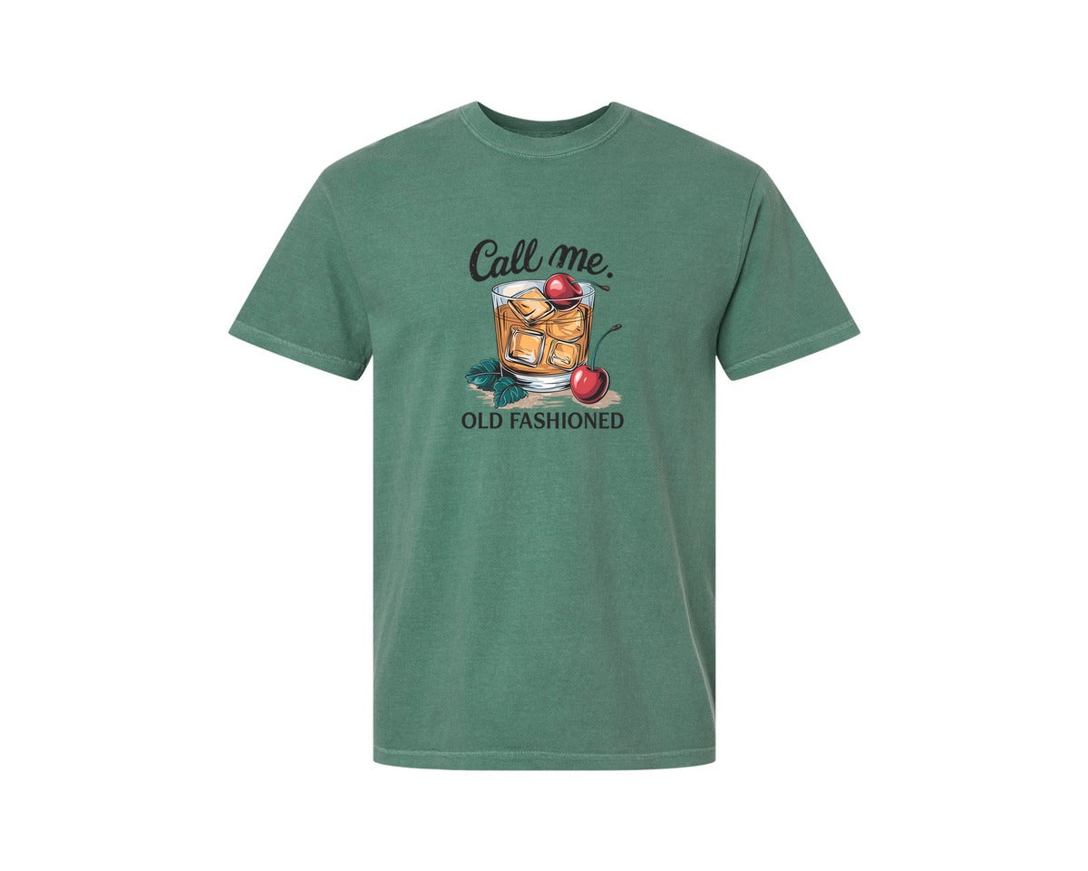 brand:Comfort Colors|color:Light Green|Call Me Old Fashioned Retro Whiskey 3 Graphic T-Shirt