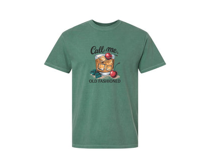 brand:Comfort Colors|color:Light Green|Call Me Old Fashioned Retro Whiskey 3 Graphic T-Shirt