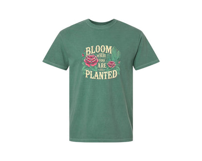 brand:Comfort Colors|color:Light Green|Bloom Where You Are Planted T Shirt Graphic T-Shirt