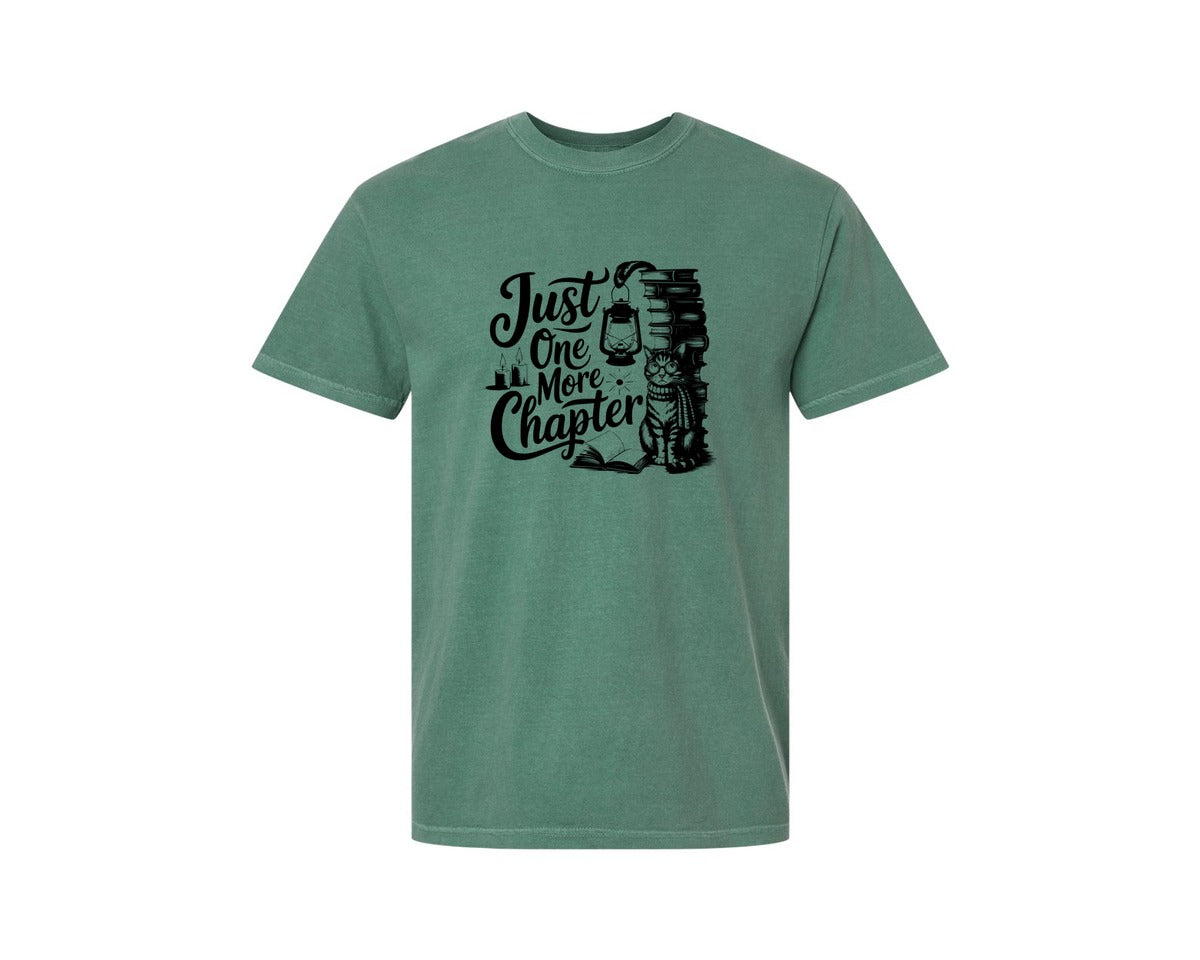 brand:Comfort Colors|color:Light Green|Just One More Chapter T Shirt Design Graphic T-Shirt