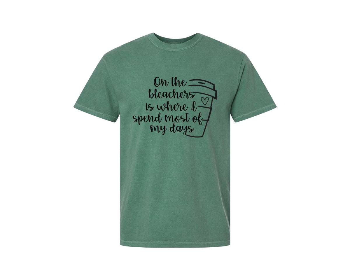 brand:Comfort Colors|color:Light Green|On The Bleachers Sports Mom Graphic T-Shirt