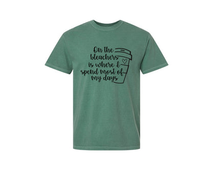 brand:Comfort Colors|color:Light Green|On The Bleachers Sports Mom Graphic T-Shirt