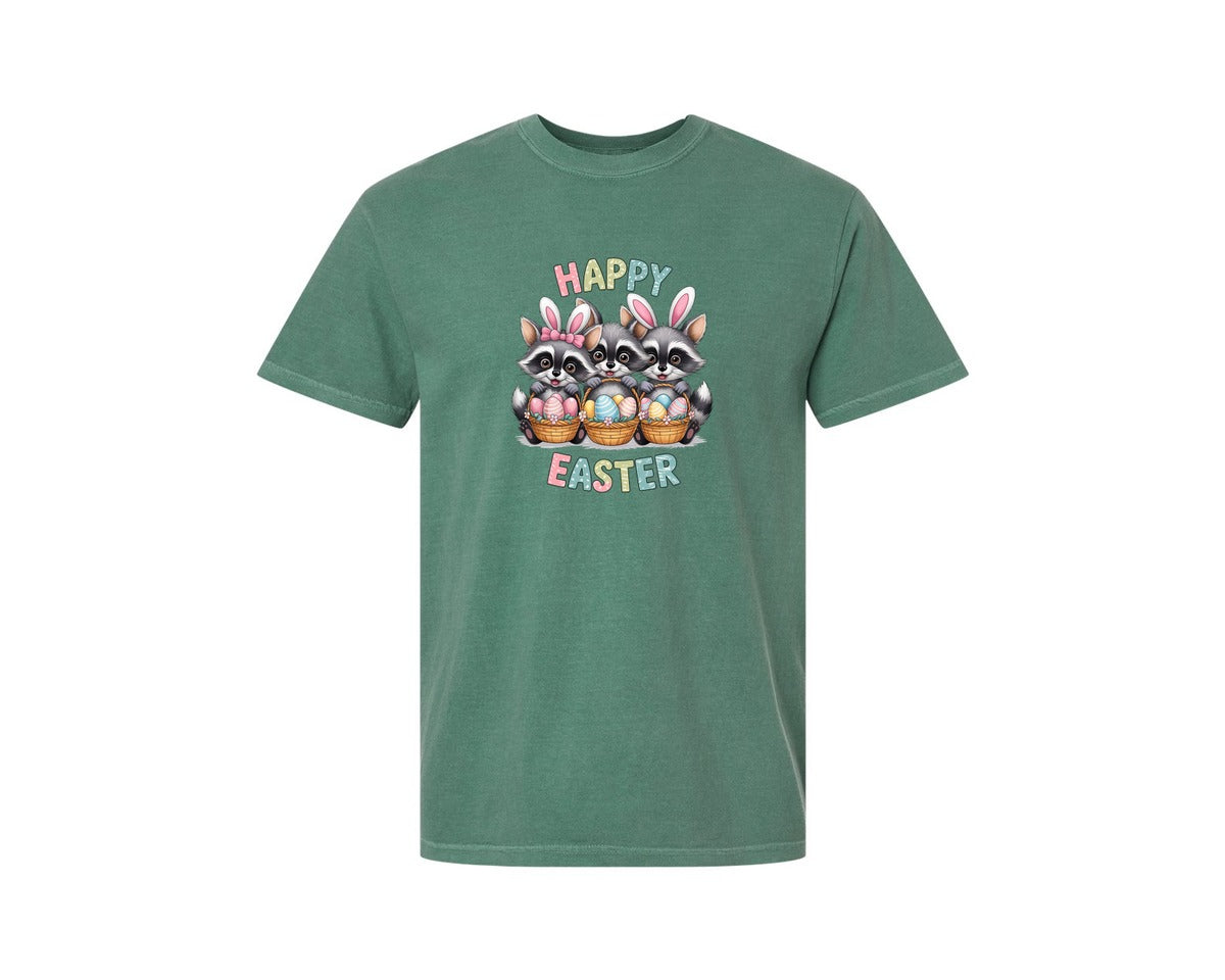 brand:Comfort Colors|color:Light Green|Feral Easter Raccoon Graphic T-Shirt