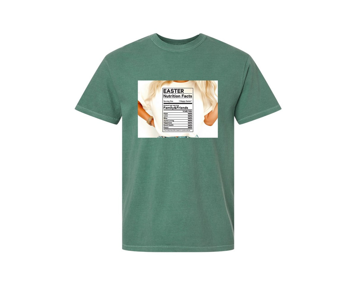 brand:Comfort Colors|color:Light Green|Easter Nutrition Facts Easter 2 Graphic T-Shirt