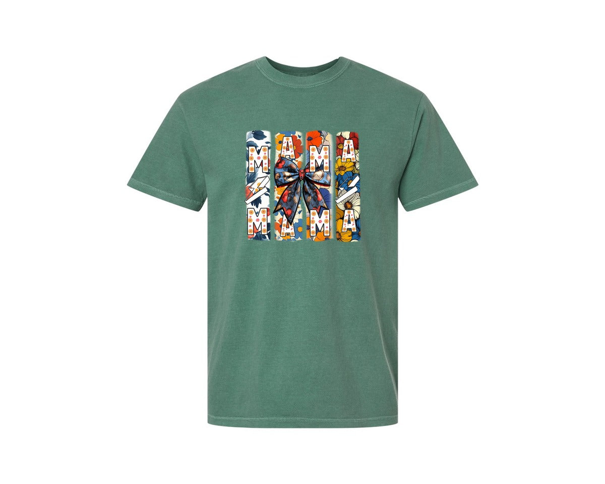 brand:Comfort Colors|color:Light Green|Floral Mama Coquette Bow Mothers Day 3 Graphic T-Shirt