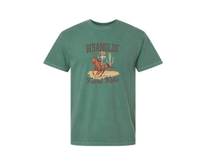 brand:Comfort Colors|color:Light Green|Wranglin Feral Kids Western Mothers Day 3 Graphic T-Shirt