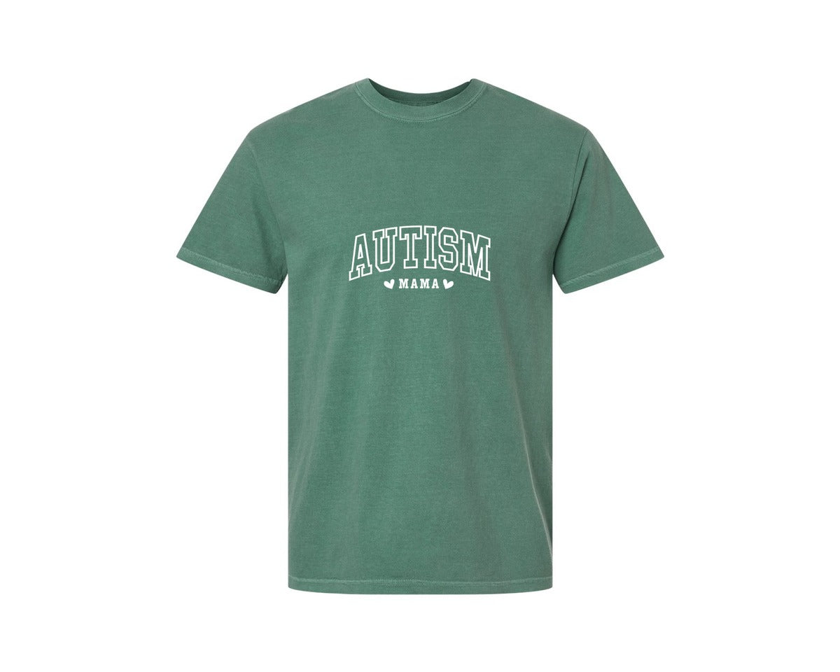 brand:Comfort Colors|color:Light Green|Autism Awareness Autism Mama 2 Graphic T-Shirt