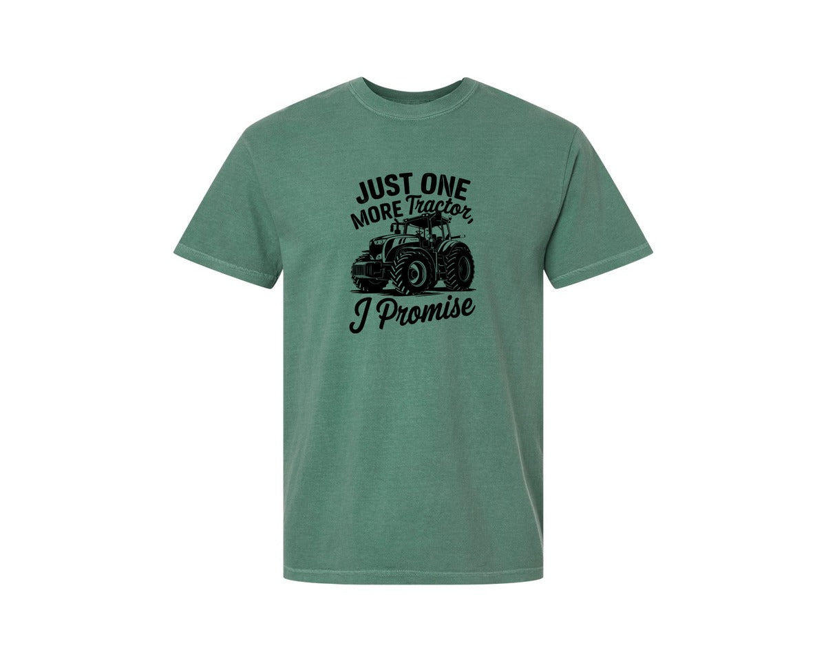 brand:Comfort Colors|color:Light Green|Just One More Tractor I Promise T Sh Graphic T-Shirt