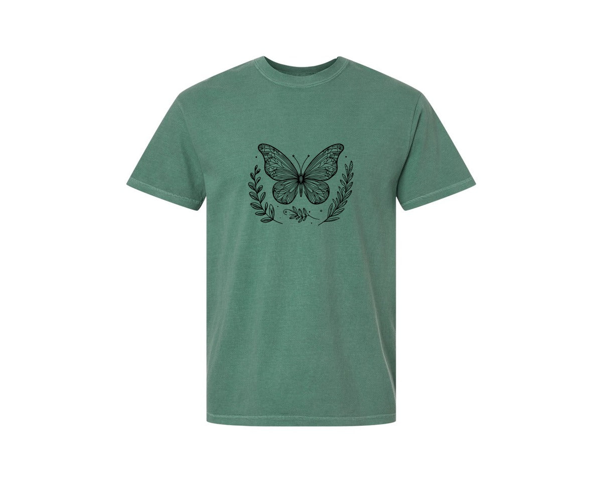 brand:Comfort Colors|color:Light Green|Butterfly Design Graphic T-Shirt