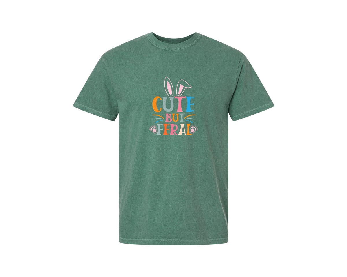 brand:Comfort Colors|color:Light Green|Cute But Feral T Shirt Design 3 Graphic T-Shirt