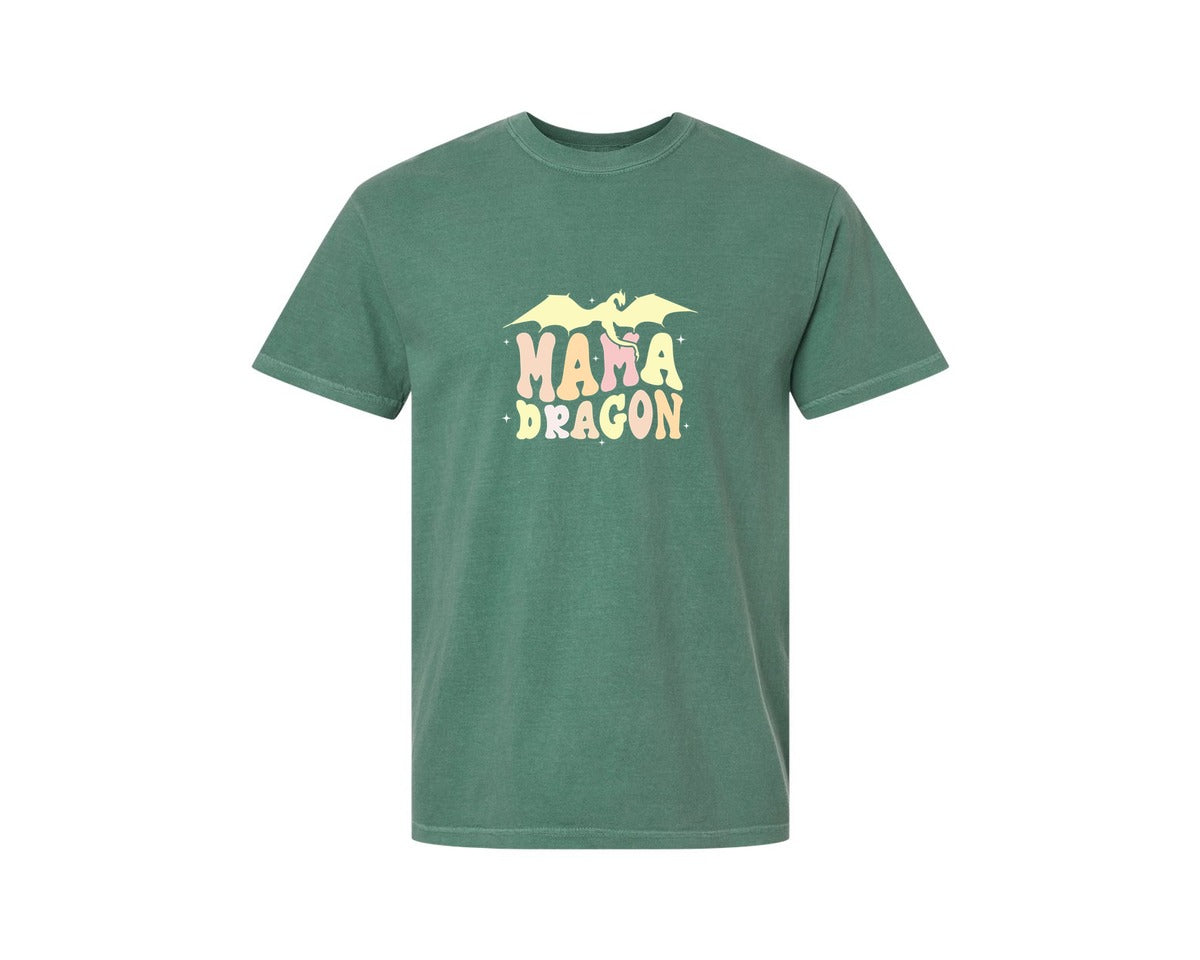 brand:Comfort Colors|color:Light Green|Mama Dragons Mothers Day Design Graphic T-Shirt
