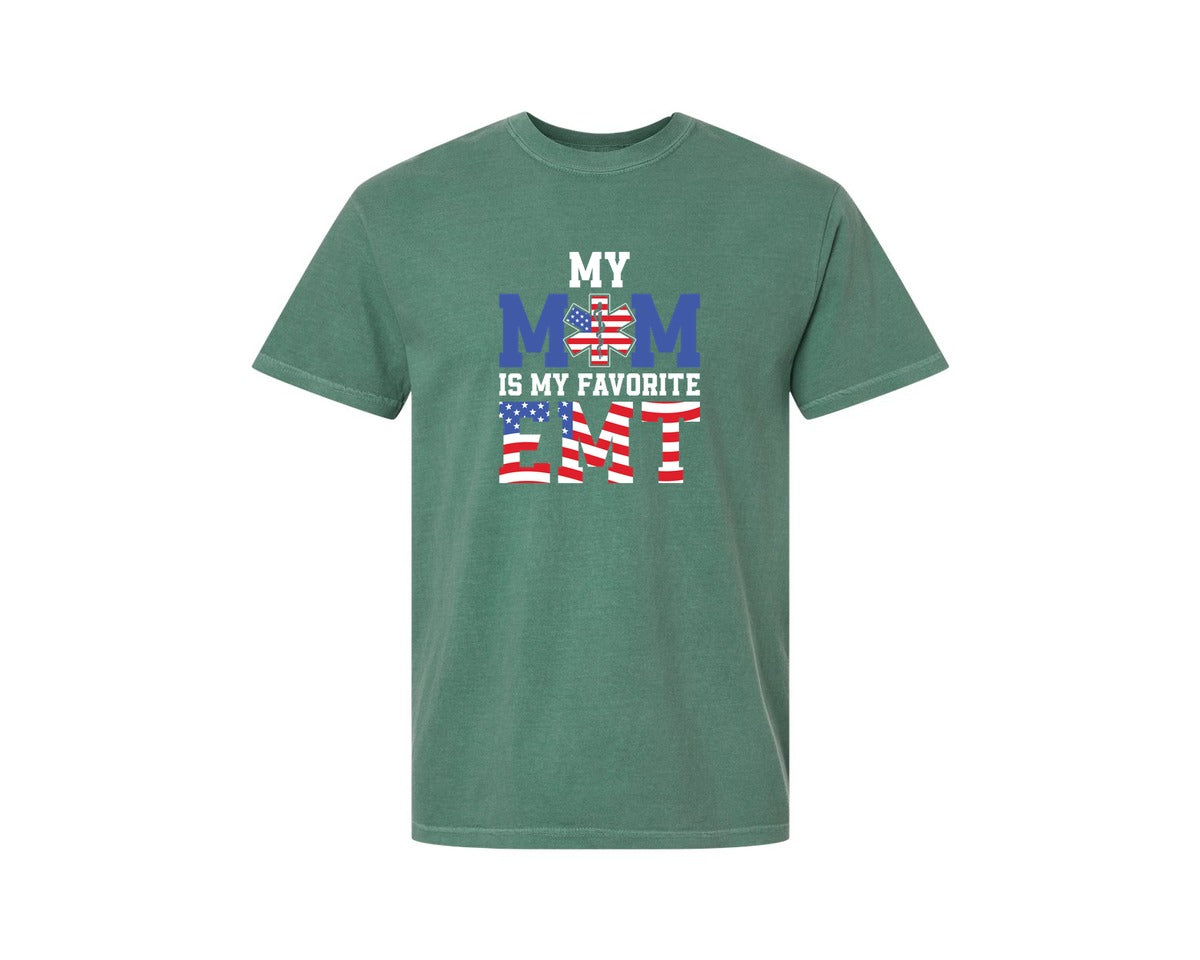 brand:Comfort Colors|color:Light Green|My Mom Is My Favorite Emt T Shirt Design Graphic T-Shirt